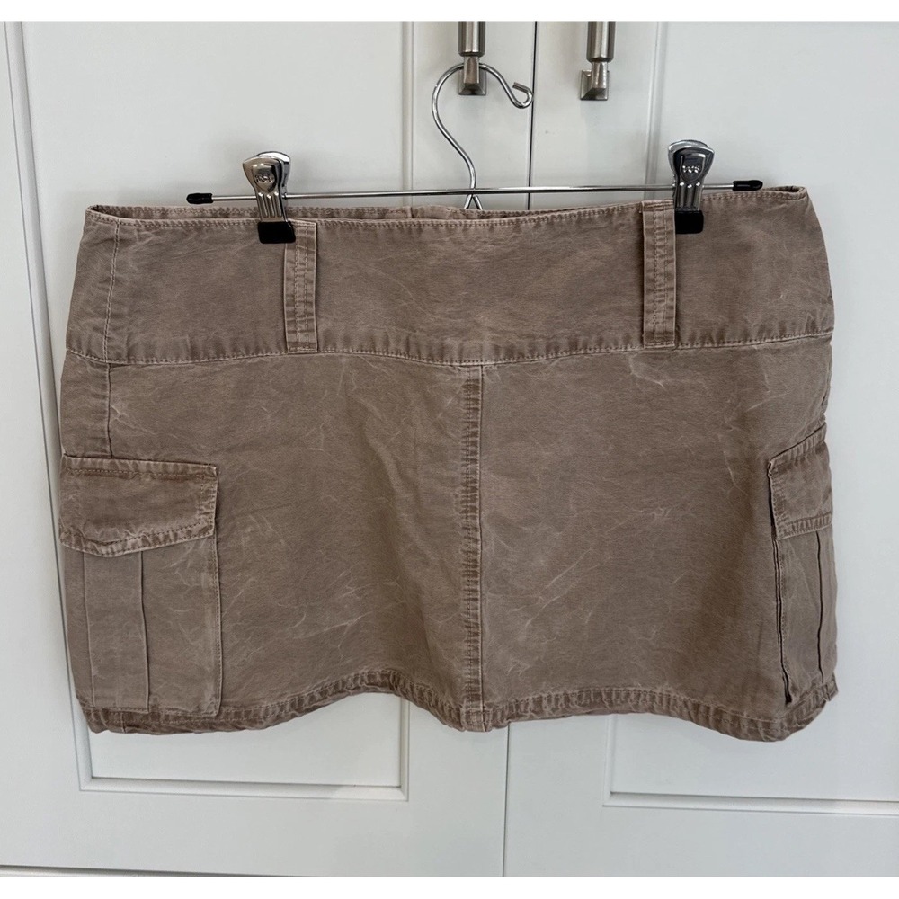 Zara Y2k Cargo Utility Micro Mini Skirt Cargo Washed Beige Size L
